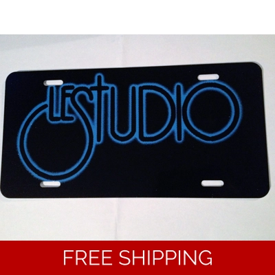 Le Studio License Plates Black Blue Logo